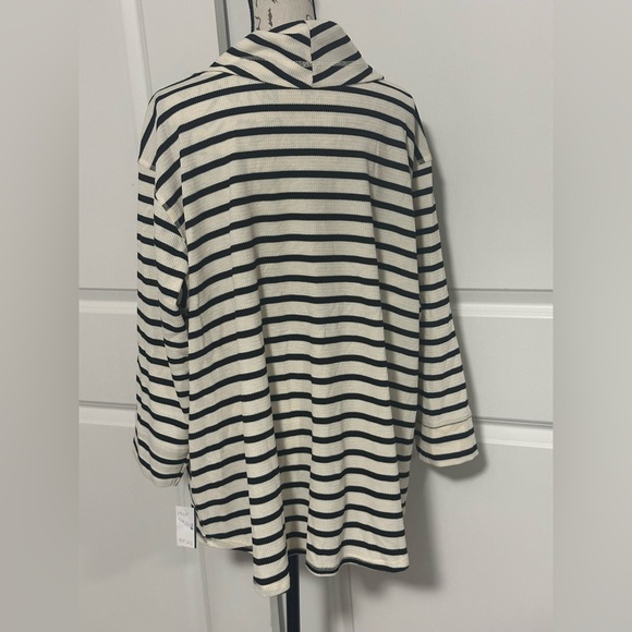 Hearts of Palm Cream and Black Striped Cowl Neck Sweater - Picture 5 of 7